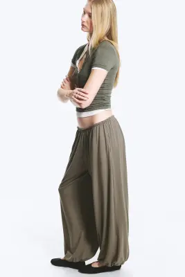 Pantalon bouffant mi-haut doux - Gris cendré — photo 2