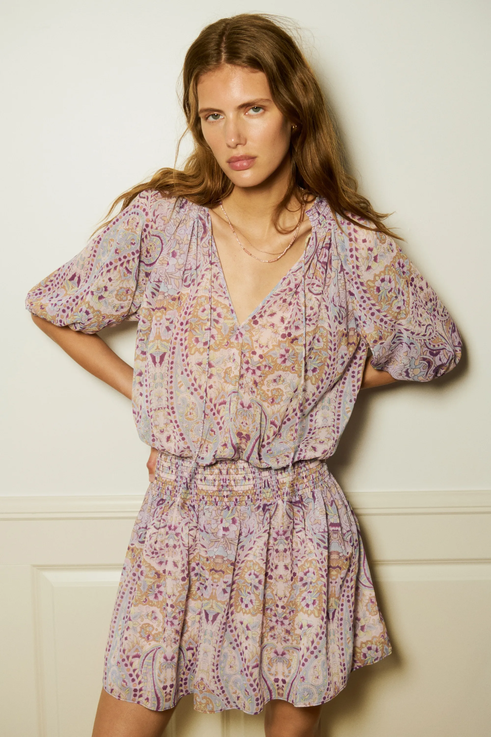 Robe tunique oversize - Rose clair/motif
