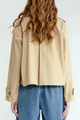 Veste façon trench en coton - Beige — photo 3