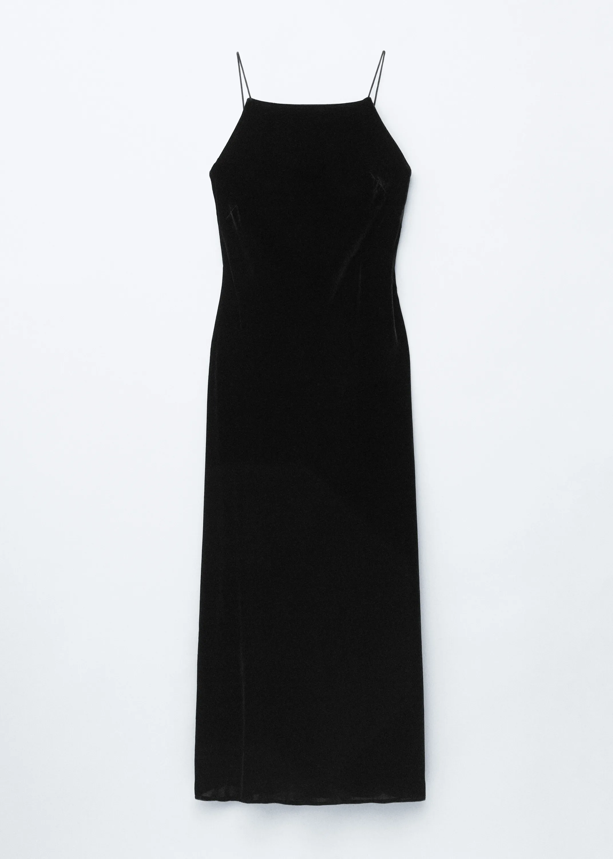 Robe midi à bretelles en velours - Noir