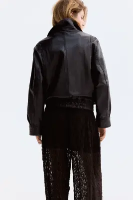 Pantalon façon dentelle - Marron foncé — photo 2