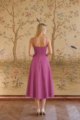 Bardot Linen Dress - Mauve pink — photo 2