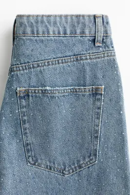 High Waist Jeans avec strass - Bleu denim clair — photo 5