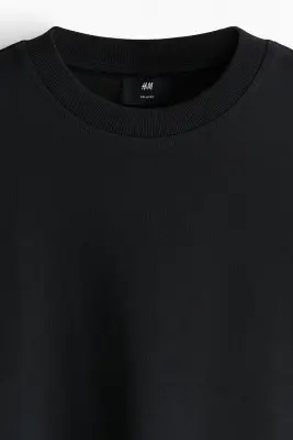 T-shirt Relaxed Fit en interlock - Noir — photo 4