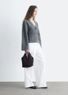 Cardigan cintré en maille - Gris foncé — photo 4
