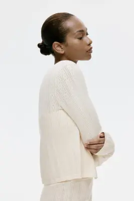 Gilet en pointelle de viscose mélangée - Beige clair — photo 4