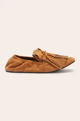Mocassins Alix franges croûte de cuir noisette — photo 3