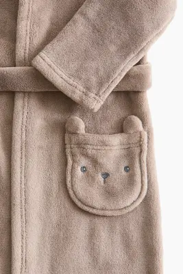 Robe de chambre avec applications - Taupe/ours — photo 1