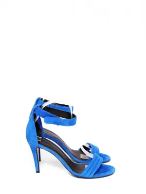 Sandales à talon et bride cheville en suède bleu royal NEUVES Px boutique 610€ Taille 38 — photo 1