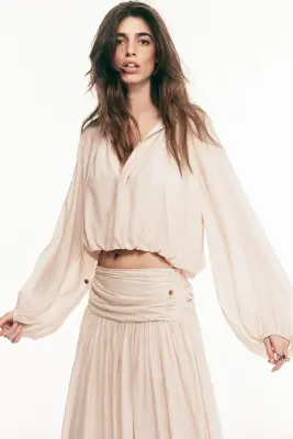 Blouse oversize en crêpe - Orange pâle — photo 1