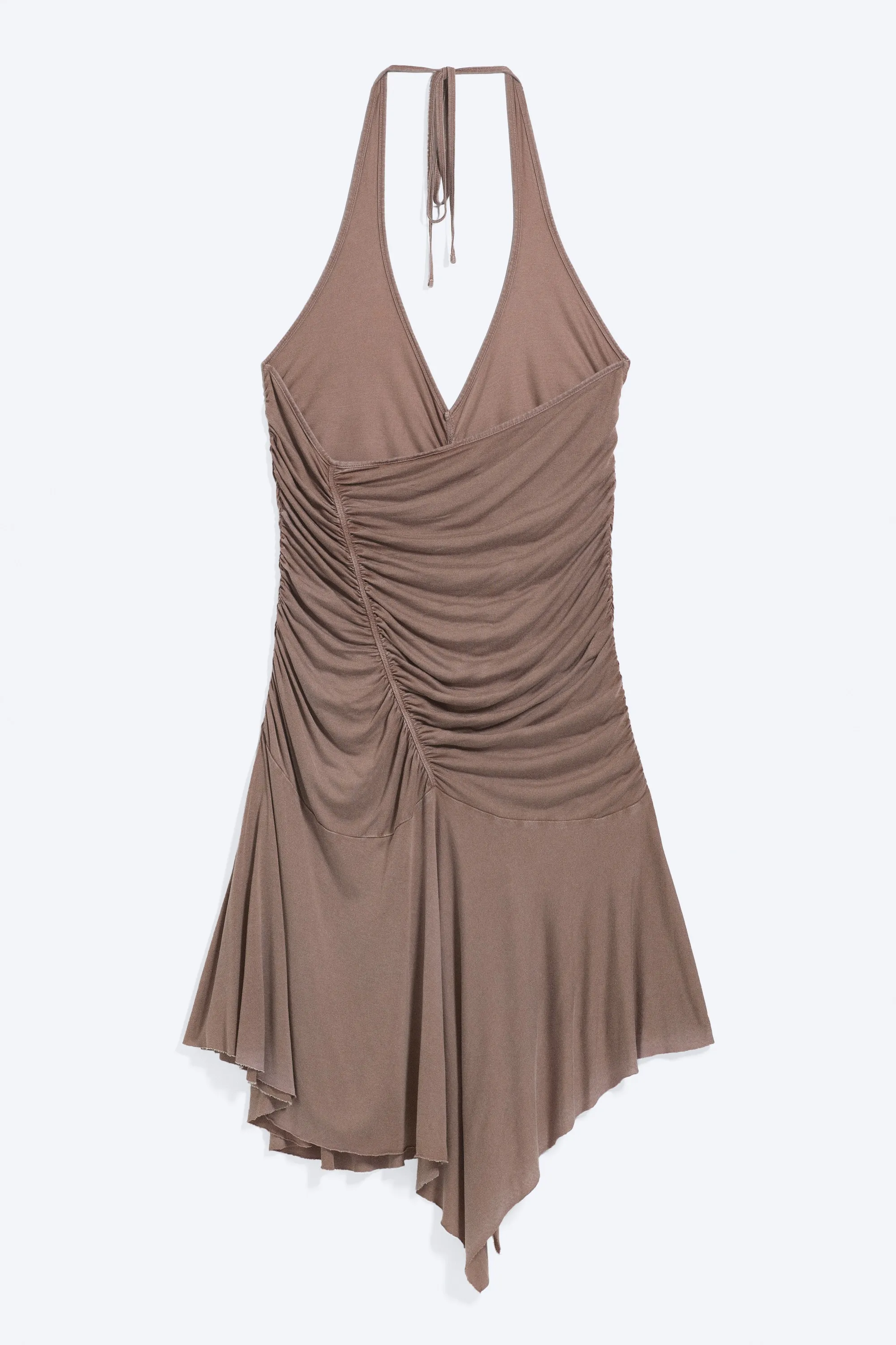Mini-robe dos-nu froncée - Marron délavé