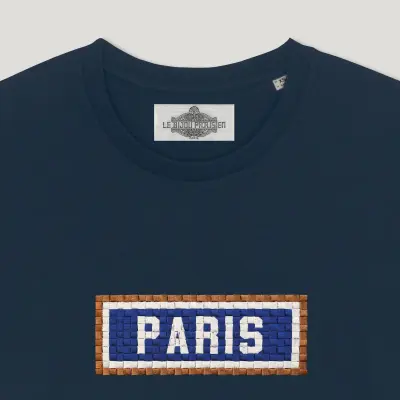 T-SHIRT COTON BIO BRODÉ - PARIS - NAVY — photo 2