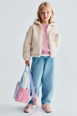 Veste à capuche zippée en tissu Teddy bear - Beige clair/Lilo et Stitch — photo 2