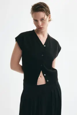 Gilet sans manches en maille - Noir — photo 1
