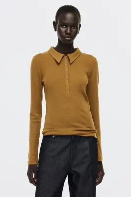 Polo en laine - Brun doré — photo 1