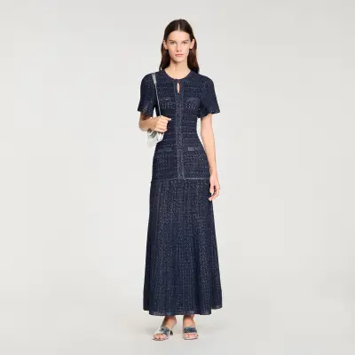 Robe longue maille strassée
