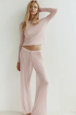 Pyjama côtelé - Rose clair — photo 1