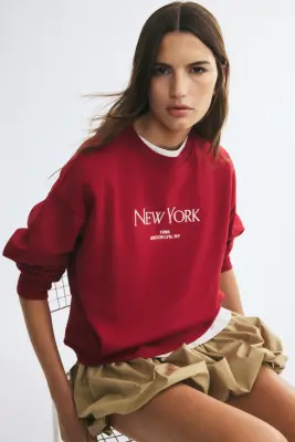 Sweat avec texte - Rouge/New York — photo 1