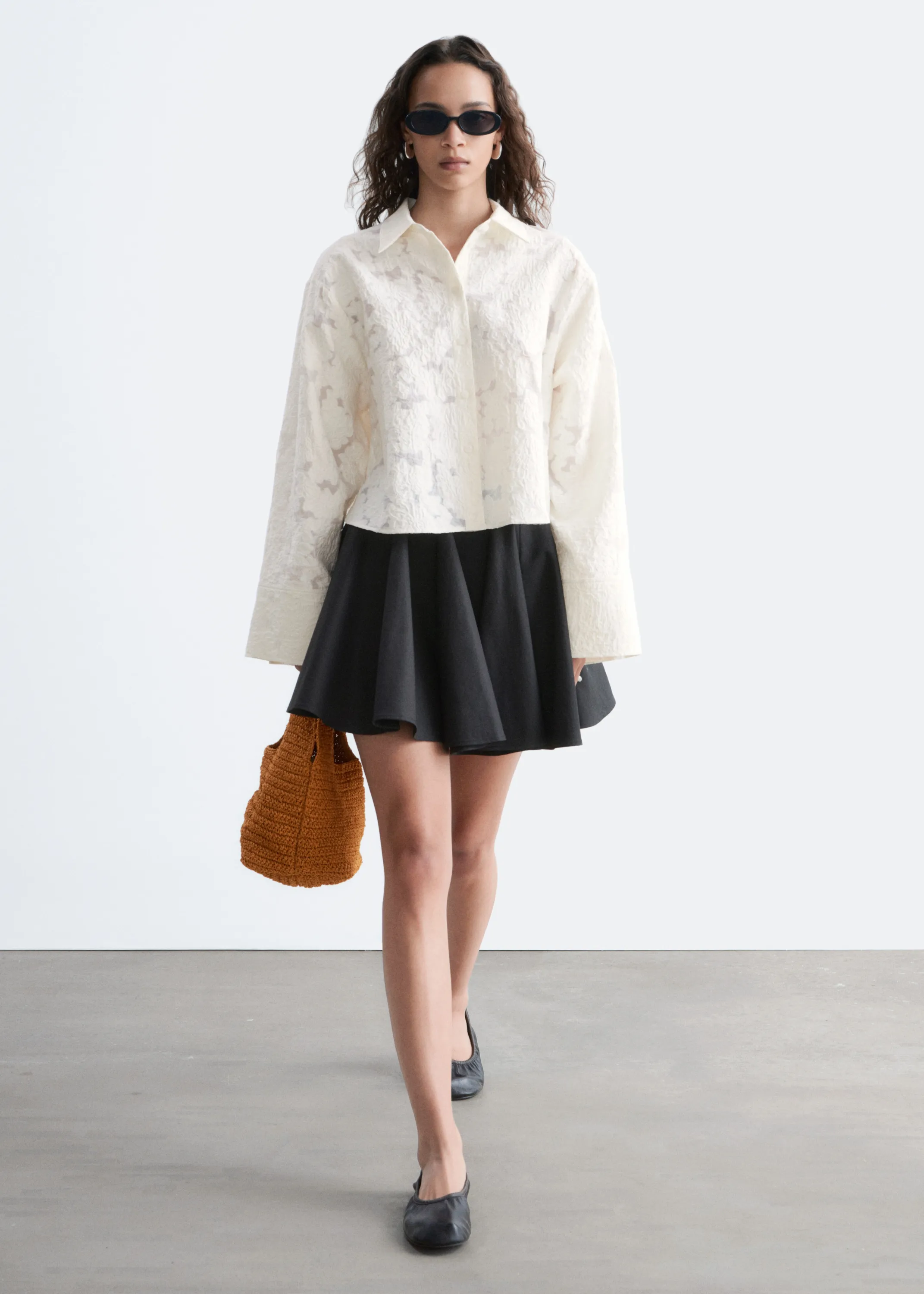 Blouse jacquard décontractée - Blanc