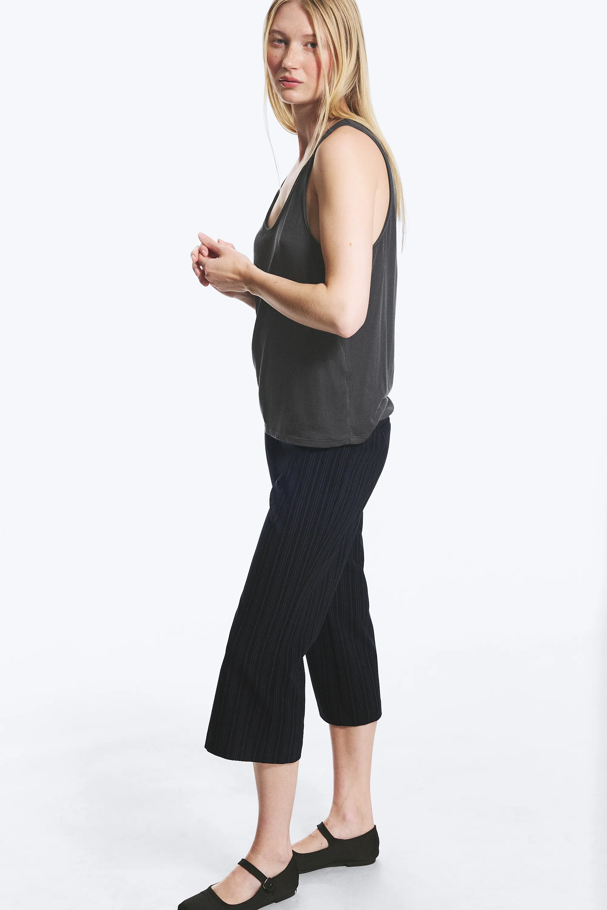 Pantalon de tailleur capri évasé - Bleu foncé