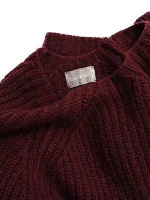 Pull col rond en grosse maille d'alpaga et laine mélangée zip côté Prix boutique 350€ Taille S — photo 2
