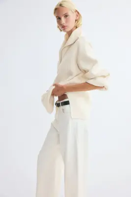 Pull long à col zippé - Beige clair — photo 5