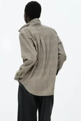 Chemise cargo - Beige clair/carreaux — photo 3