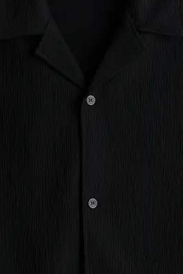 Chemise Relaxed Fit avec col cubain - Noir — photo 4