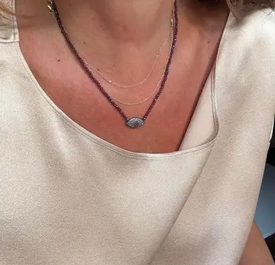 Nouveau ! BOHEMIAN RHAPSODIE PARIS Collier Ayin Diamants Grenat — photo 3