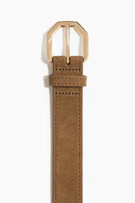 Ceinture en cuir velours - Taupe foncé — photo 2