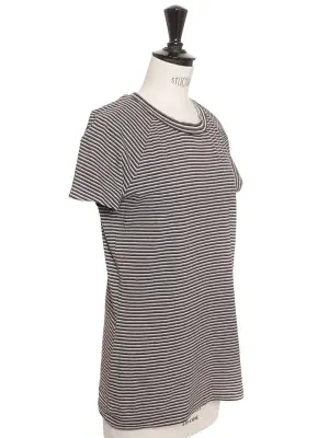 T-shirt manches courtes en coton à rayures bleu, beige blanc noir Prix boutique 900€ Taille 38 — photo 3