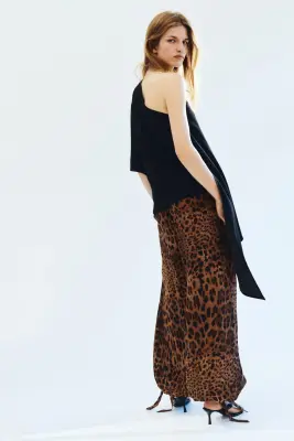 Pantalon ballon avec détails à nouer - Marron/imprimé léopard — photo 2