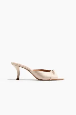 Sandales à talon avec nœud - Beige clair — photo 1