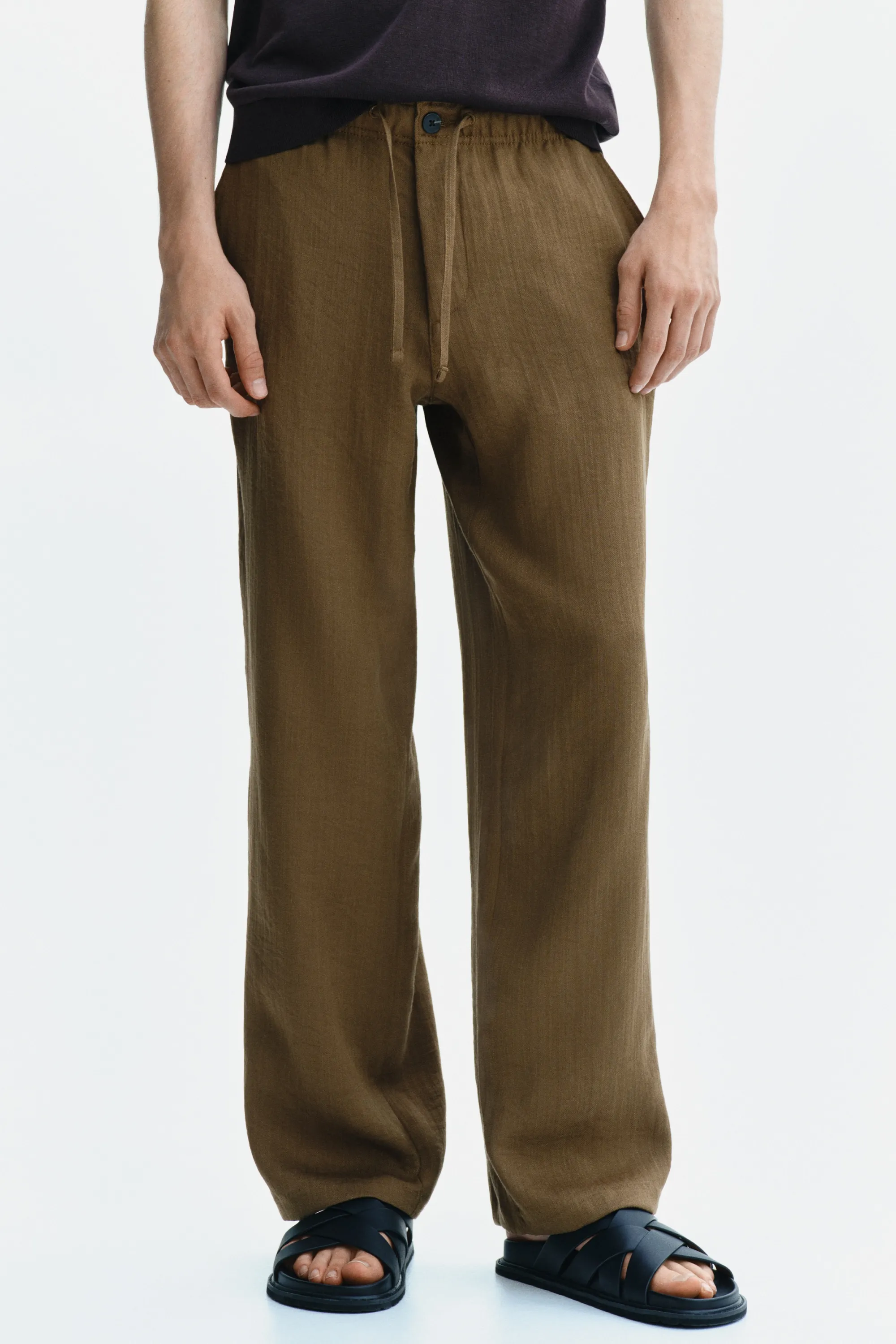 Pantalon Relaxed Fit - Vert kaki foncé
