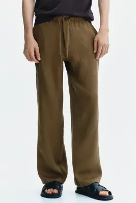 Pantalon Relaxed Fit - Vert kaki foncé — photo 1