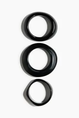 Lot de 3 bracelets jonc irréguliers - Noir — photo 3