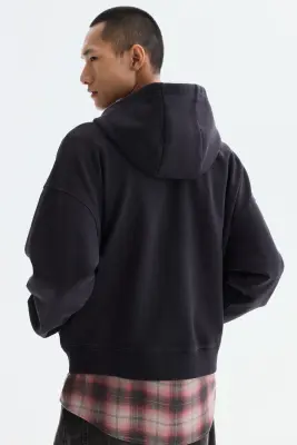 Veste à capuche zippée Oversized Fit - Noir/No Love Just Fire — photo 3