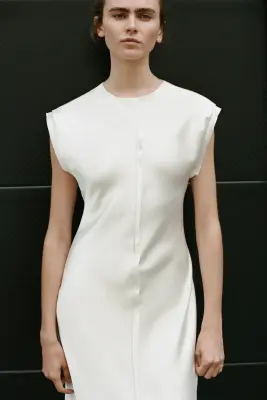 Robe midi en satin - Ivoire — photo 2