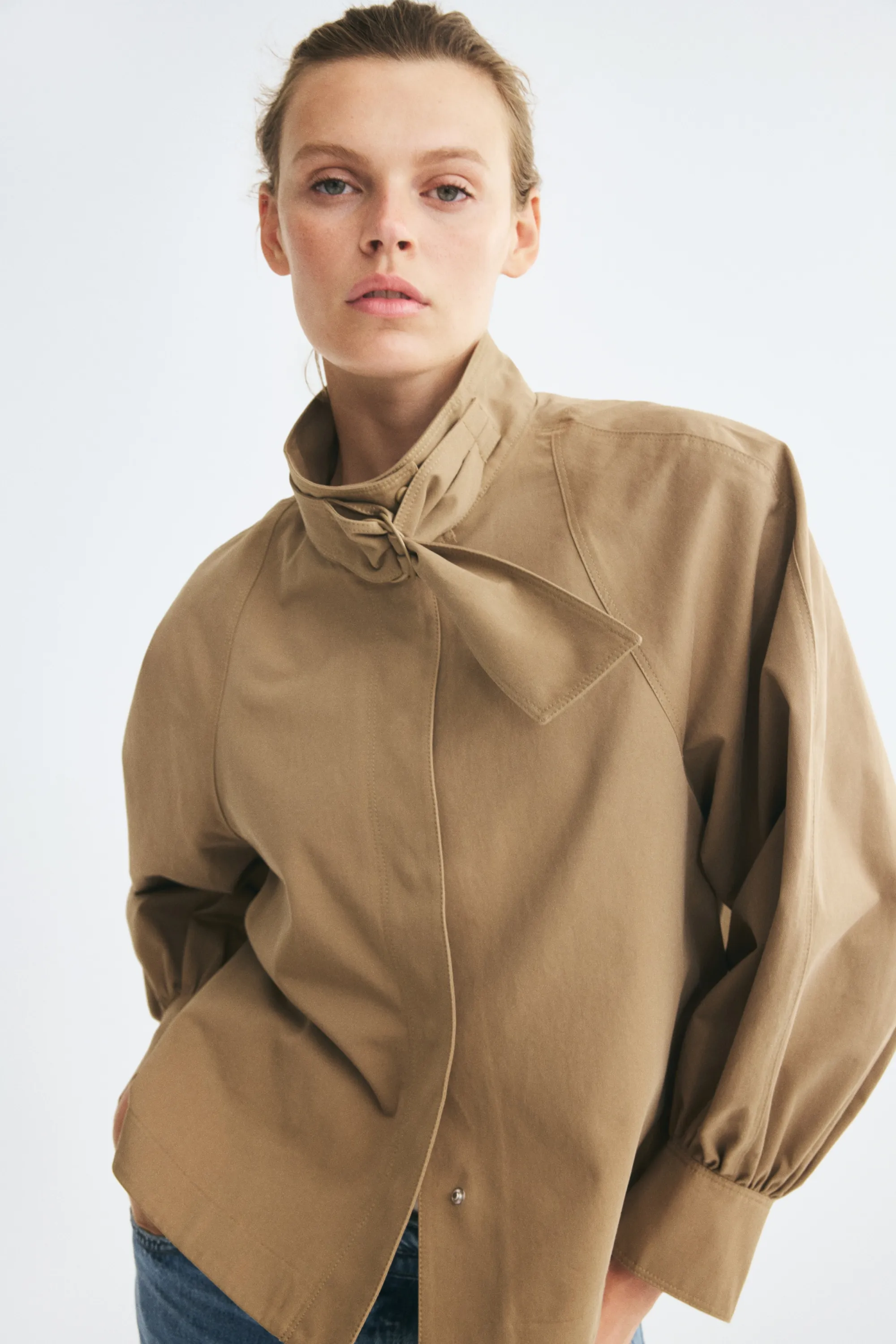 Veste oversize en twill - Beige clair