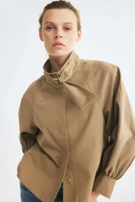 Veste oversize en twill - Beige clair — photo 1