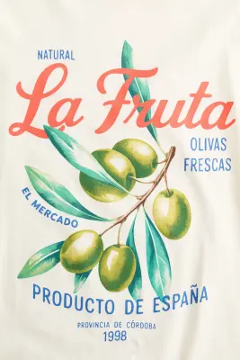 T-shirt oversize imprimé - Crème/La Fruta — photo 3