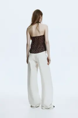 Top dos nu en mousseline - Marron foncé/pois — photo 2