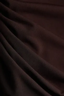 Robe à effet drapé avec épaulettes - Marron foncé — photo 3
