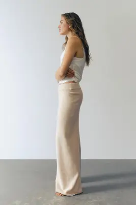Pantalon large en maille - Beige clair chiné — photo 2