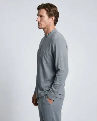 Chemise Grise Manches Longues en Coton / Lin — photo 3