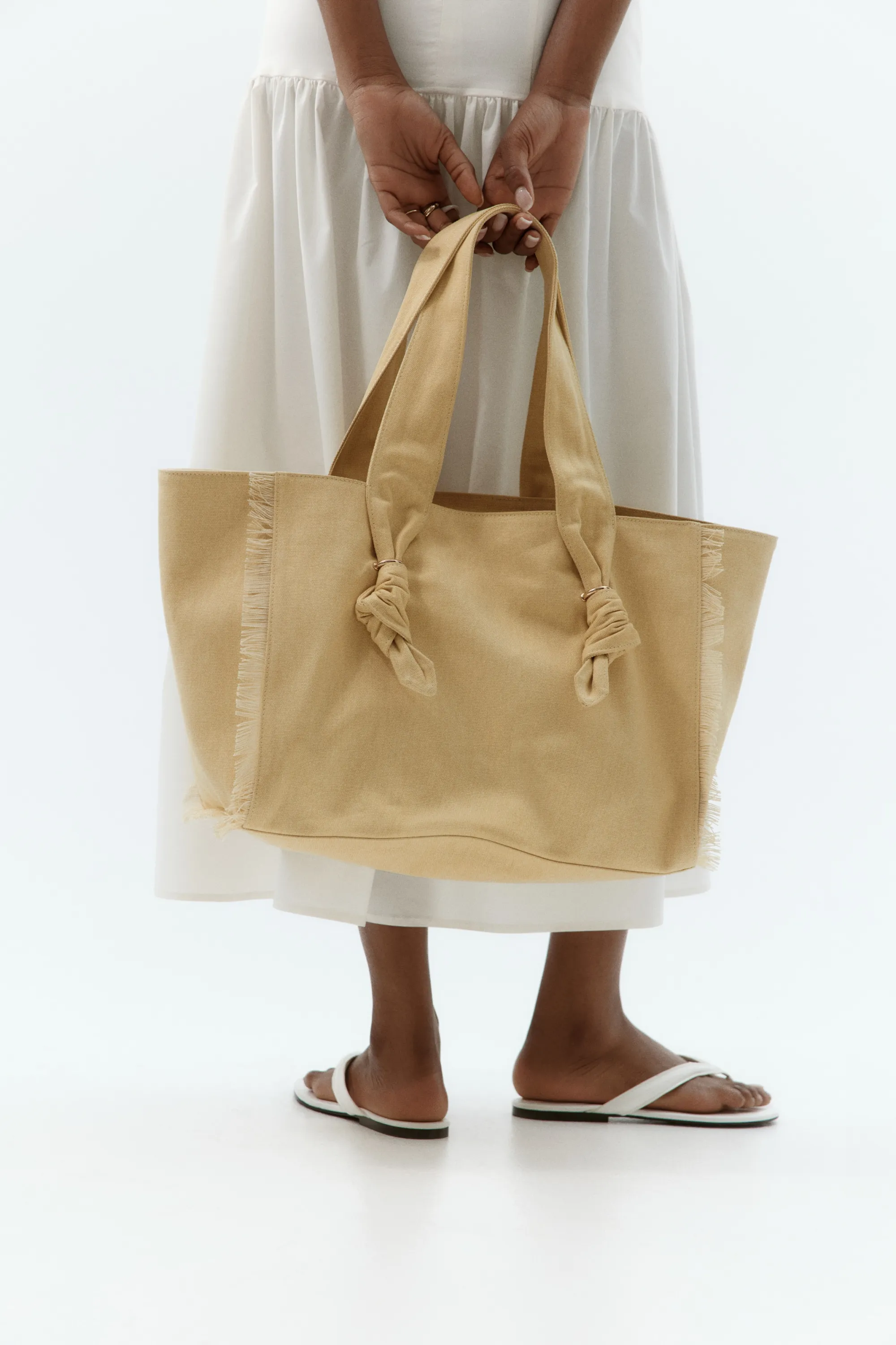 Tote bag avec détails noués - Jaune ancien