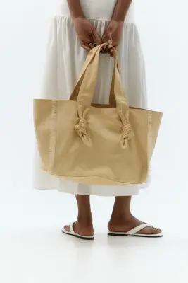 Tote bag avec détails noués - Jaune ancien — photo 1