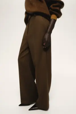Pantalon chic taille haute - Marron — photo 3