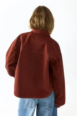 Veste-chemise en twill - Brun rouille — photo 2