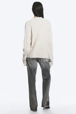 Pull ample en laine mélangée - Taupe cendré clair — photo 2